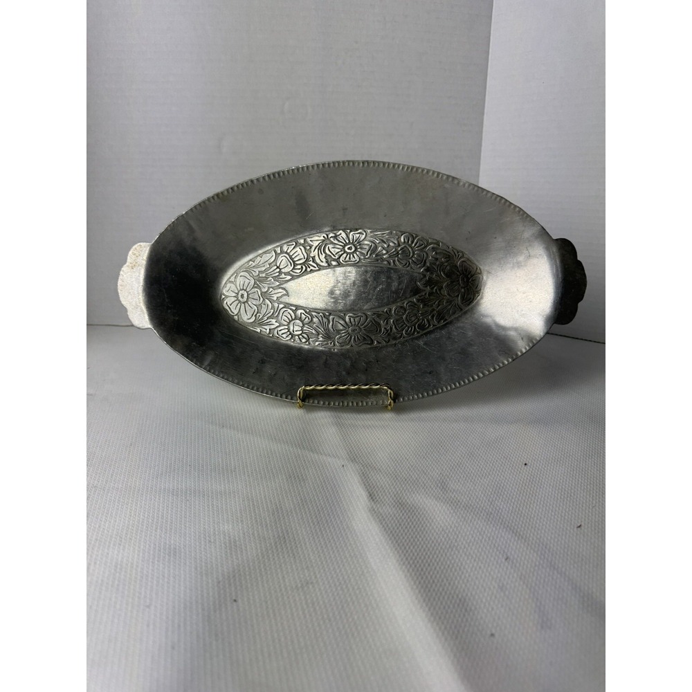 Hand Forged Steel Serving Dish With Flowers